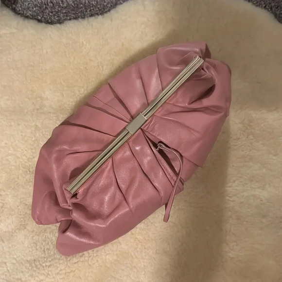 ZARA NEW LEATHER DOUBLE COMPARTMENT PLEATED CROSSBODY BAG pink  6740/510 - Picture 1 of 3